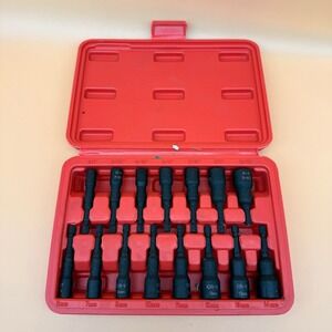 15Pcs Magnetic Impact Nut Driver Set 7 SAE (1/4" to 9/16") & 8 Metric (6-14 mm)
